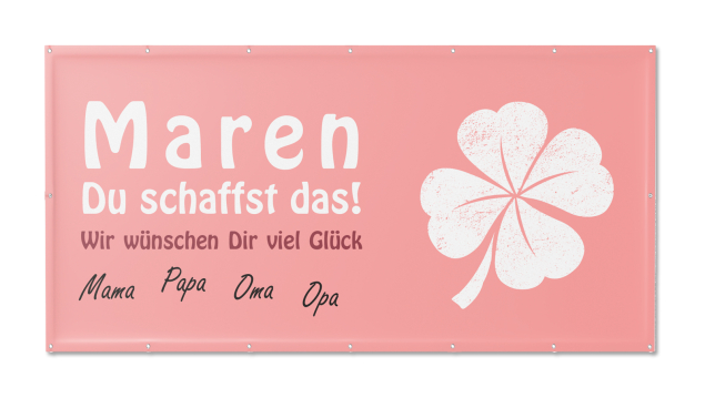 Motivbanner Abi/Abschluss Kleeblatt rosa