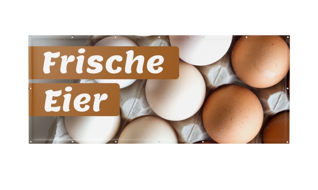 PVC-Werbebanner Motiv "Frische Eier" Lage