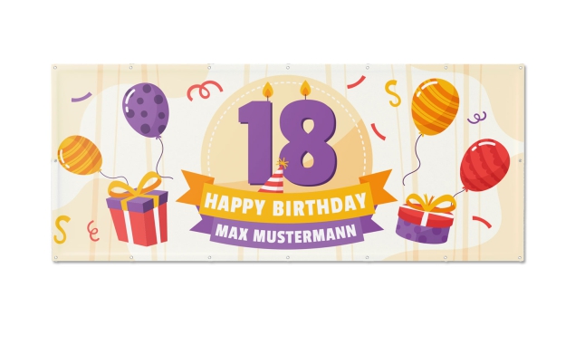 Motivbanner Geburtstag Happy birthday mit Alter und Name personalisiert