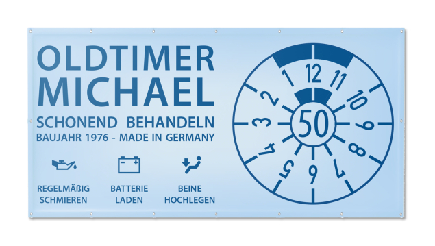 Motivbanner Geburtstag Oldtimer blau