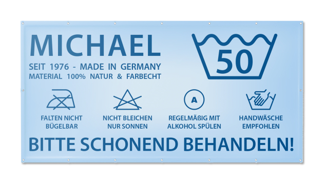 Motivbanner Geburtstag Waschanleitung blau