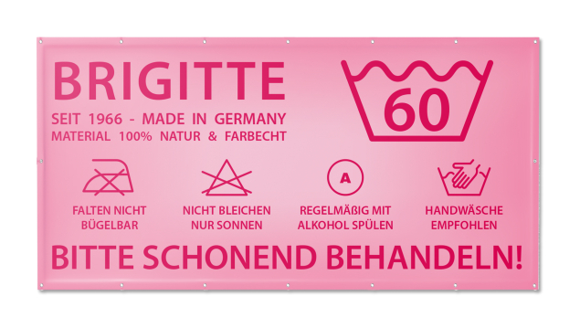 Motivbanner Geburtstag Waschanleitung rosa