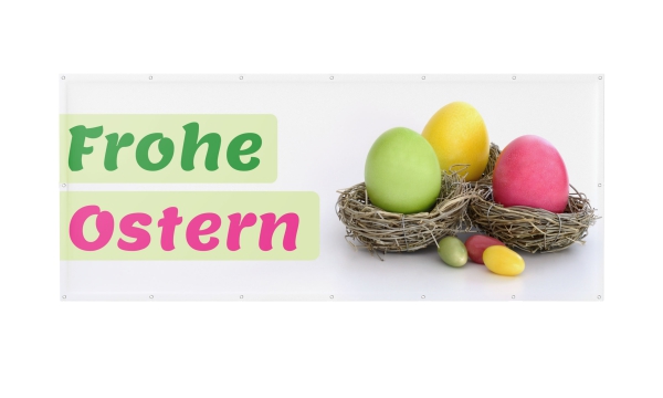 Motivbanner Frohe Ostern mit Nest